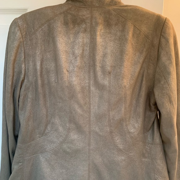 Ellie Tahari light grey 100% leather jacket size Small - Picture 4 of 9